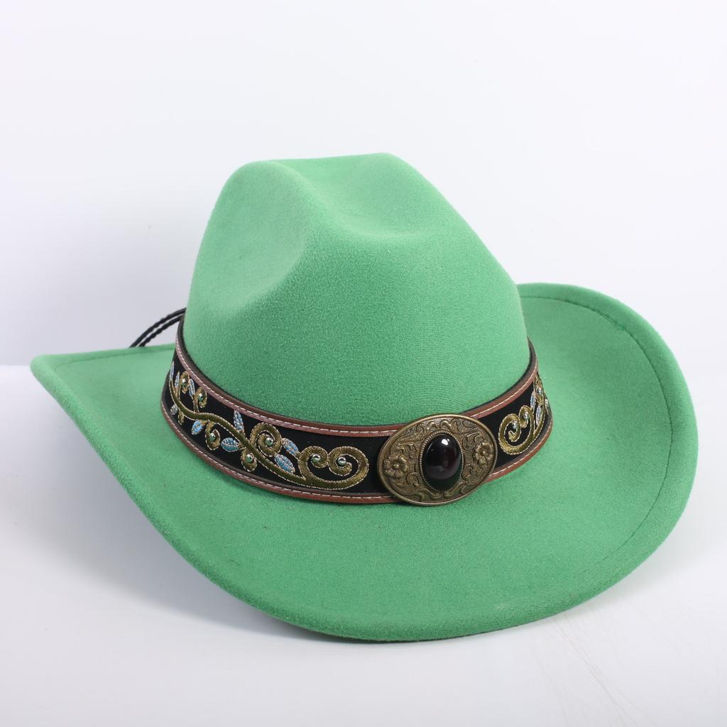 Popular European and American Fashion OL Style One-word Cowboy Hat Men's and Women's High-end Top Hat Jazz Hat Felt Hat
