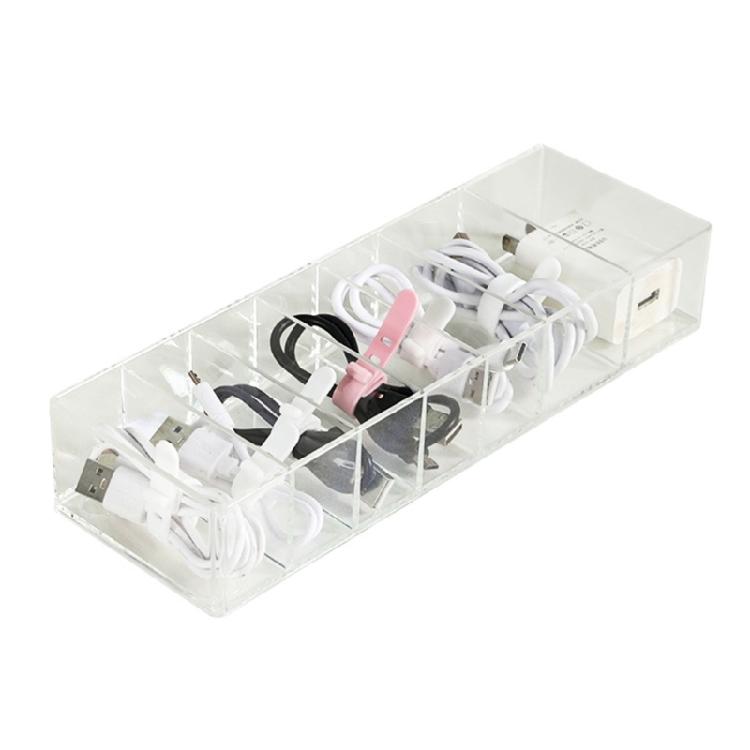 Cable Storage Box with Lid Clear Charger Cord Organizer Desk Organization Case
