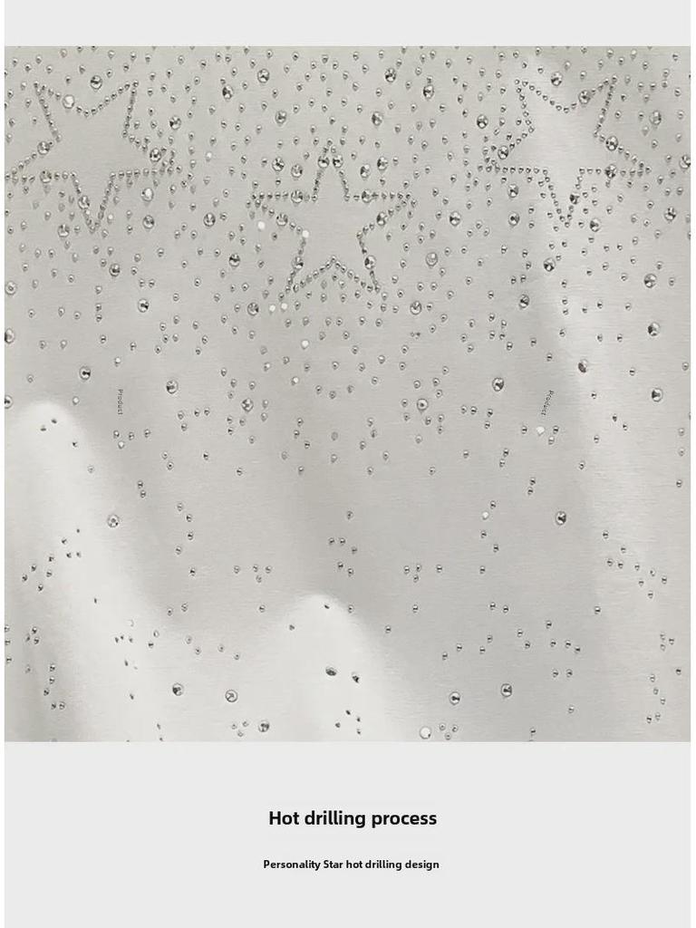 Europejska Moda Luksusowy Męski T-shirt z Krótkim Rękawem Niszowy z Gwiazdą i Diamentem