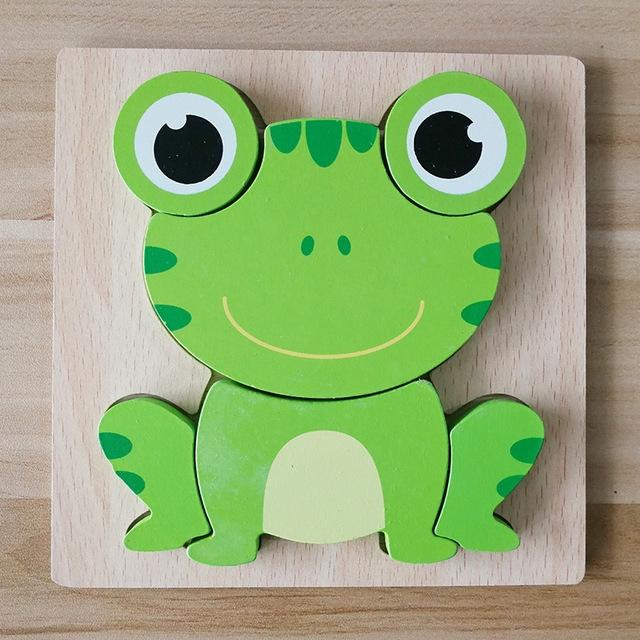 Baby High Quality 3D Wooden Puzzles Educational Cartoon Animals Early Learning Intelligence Puzzle Game Toys For Children