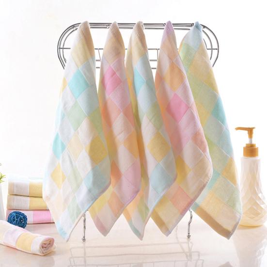 Cotton Checkered Square Towel Small 10"x10" Face Towel Absorbent Colorful Plaid Washcloth for Home Kitchen Face Washing Sweat Wiping