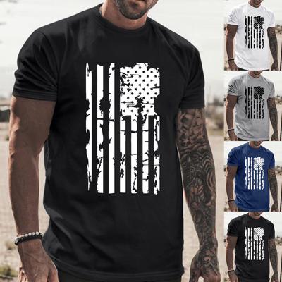 (Qunide) Mens Independence Day T-Shirts, Men's USA Flag Graphic T-Shirts Short Sleeve American Patriotic Vintage T Shirt