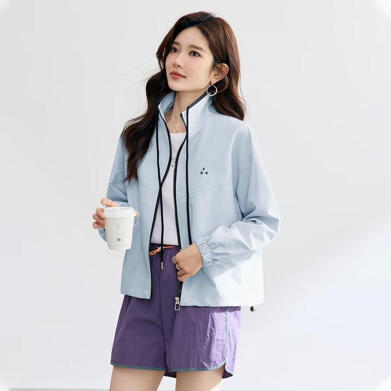 TERRE BLEUE Women's Loose Fit Stand-Collar Jacket