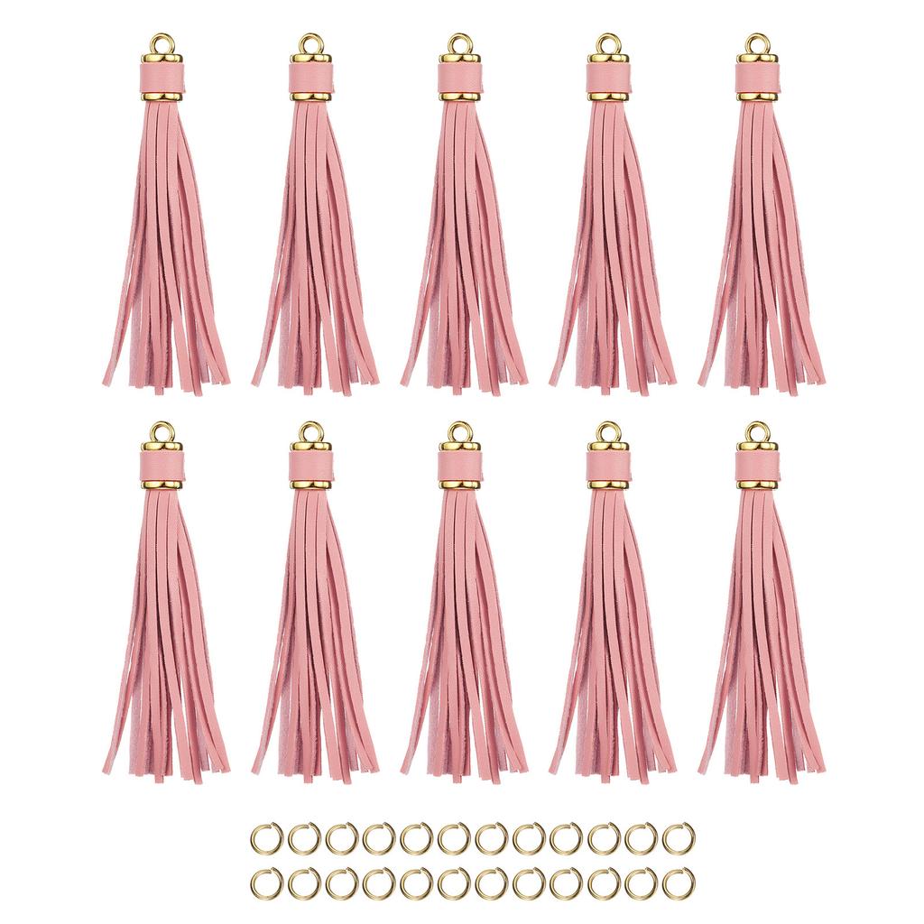 12 Stück Quasten-Schlüsselanhänger-Set PU-Lederquasten-Anhänger Bunte Lederquaste für Schmuckherstellung Handybänder Handtasche DIY-Bastelarbeiten