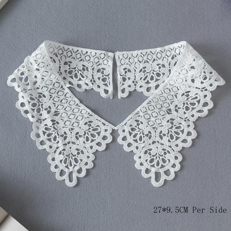 1 Pair White Neckline Fake Collar Lace Fabric Embroidery Carft DIY Dress Garment Decoration Accessories