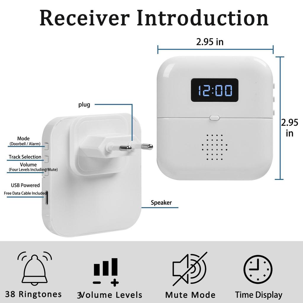 Smart Infrared Doorbell with Time Display & Motion Detection for Home Security