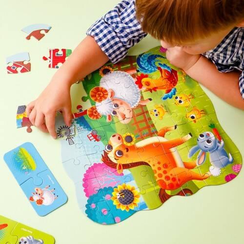 Puzzle 2W1 Farma Zestaw Układanka Mini Gra Edukacyjna Zwierzęta Roter Kafer
