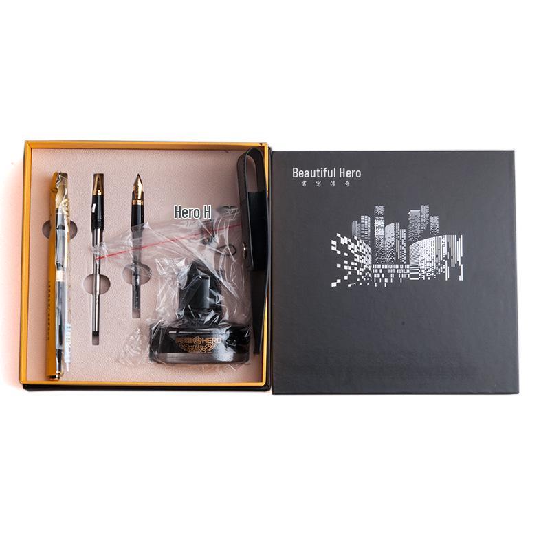 

Hero 1078 Ballpoint Pen Set: Includes Fine, Art, and Bent Nibs with Ink in a Gift Box, Custom Engraving Available.