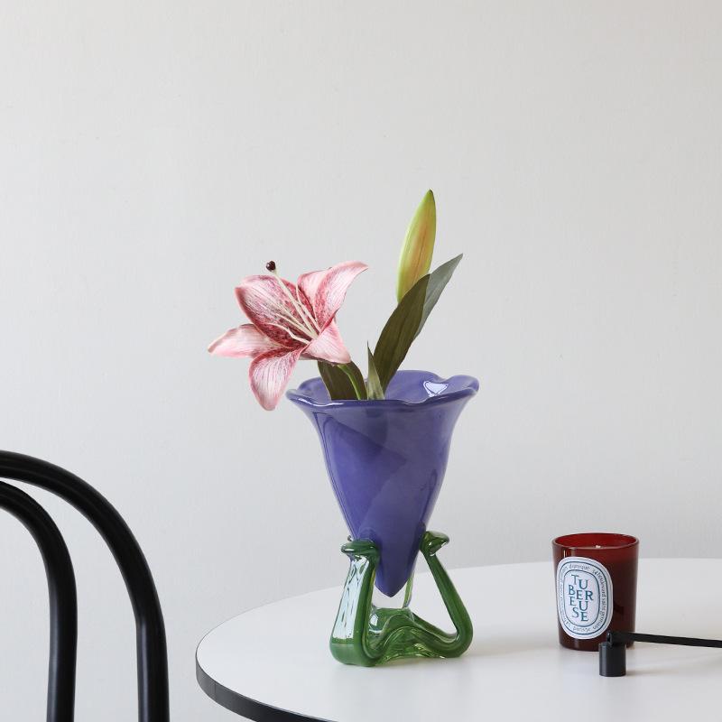 Luxury Glass Vase for Flowers Elegant Home Decor Desktop Floral Arrangement Living Room Decor