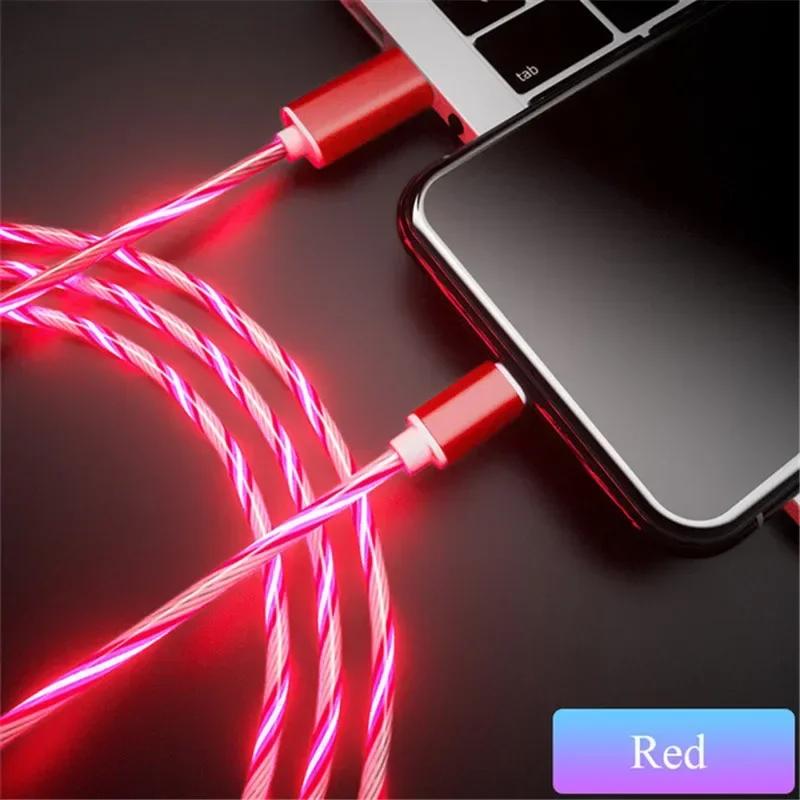 Câble de Charge Rapide 1m Câble LED Lumineux Câble de Données Type C Lumière Flottante USB pour IPhone 14 13 Pro Max Xiaomi Universel