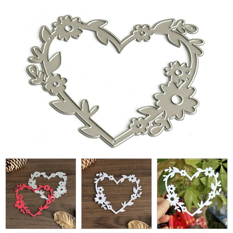 Flower Frame Cutting Dies Heart Shape Metal Die Cuts Embossing Templates Molds Cuts Stencils for Card Photo Decoration