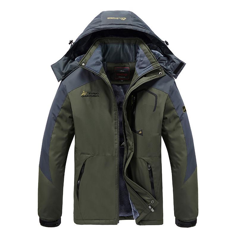 New Autumn and Winter Men's Clothing Jacket, Piled, Thickened and Fattened, Plus Size Warm, Windproof and Waterproof Mountaineering Suit