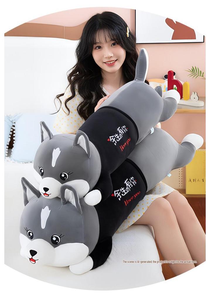 Husky Plush Hugging Pillow - Large Size cuddly Doll for Bed & Birthday Gift