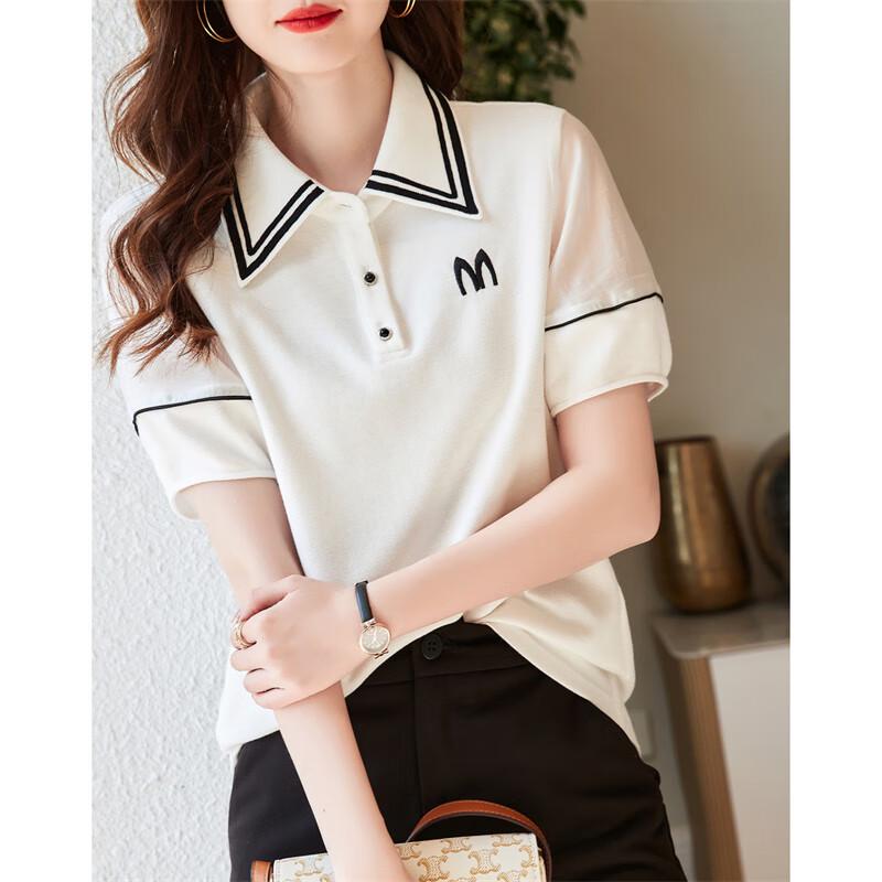 Women s Rabbit Ear Embroidered Round Neck T-shirt S