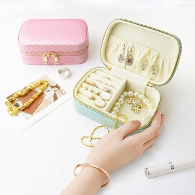 Travel Jewelry Organizer Box Soft Velvet Lining Scratch Protection Compartment Earrings Necklaces Jewelry Storage