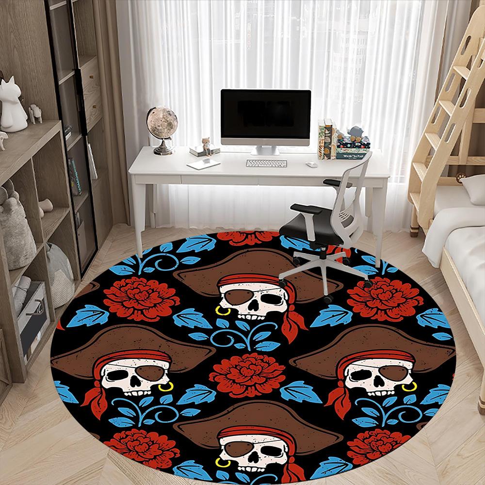 1pc Pirate Skulls Carpet for Office, Non-slip, Soft and Durable Office Rug, Perfect for Office yy260128052