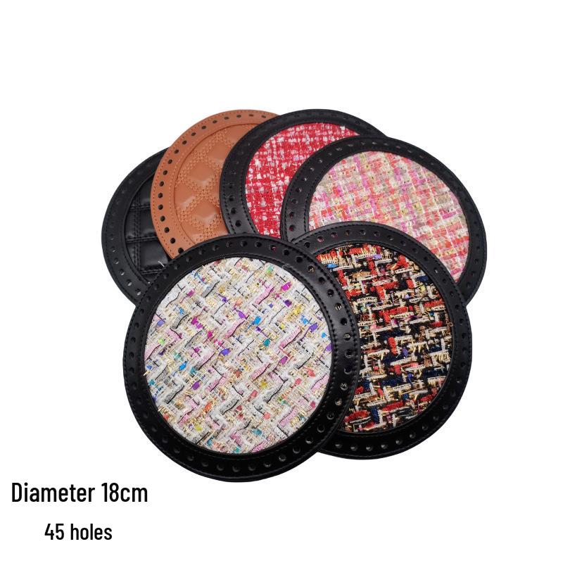 HyunA DIY 18cm Round Woven Rattan Bag with Leather Base and Accessories