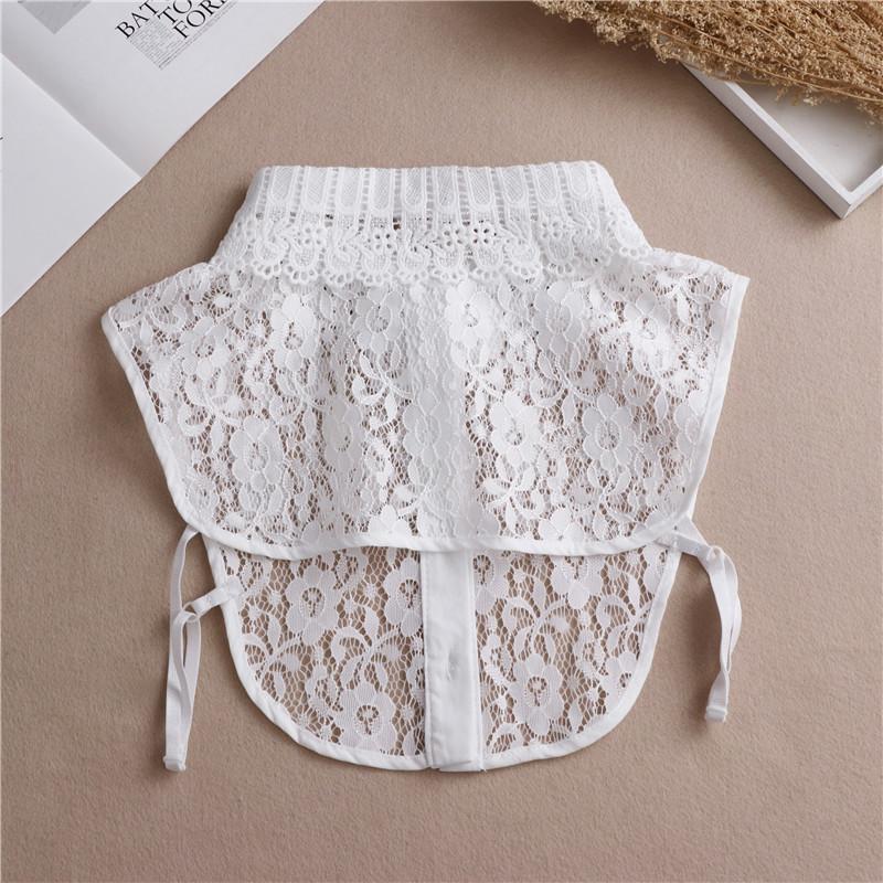 White Embroidery Fake Collar Women Shoulder Wraps Shawl Detachable Shirt Collar Lace False Collar Lapel Blouse Accessories