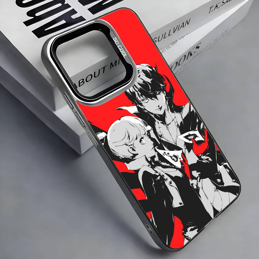 P-Persona 5 Anime Phone Case For iPhone 17, 16,15,14,13,12,11 Plus,Pro Max, Colorful Silver Funda Cover