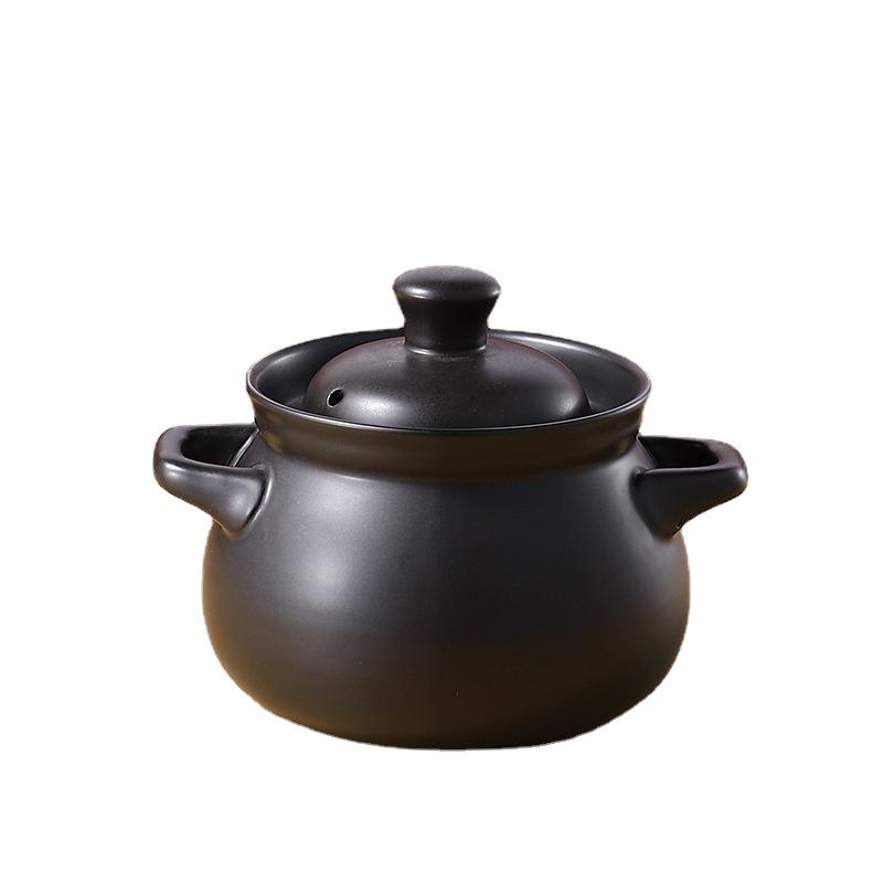 Tradiční hliněný kastrol - Odolný vysokým teplotám, Bezpečný pro otevřený oheň, Keramický hrnec na dušení a polévku pro domácí použití