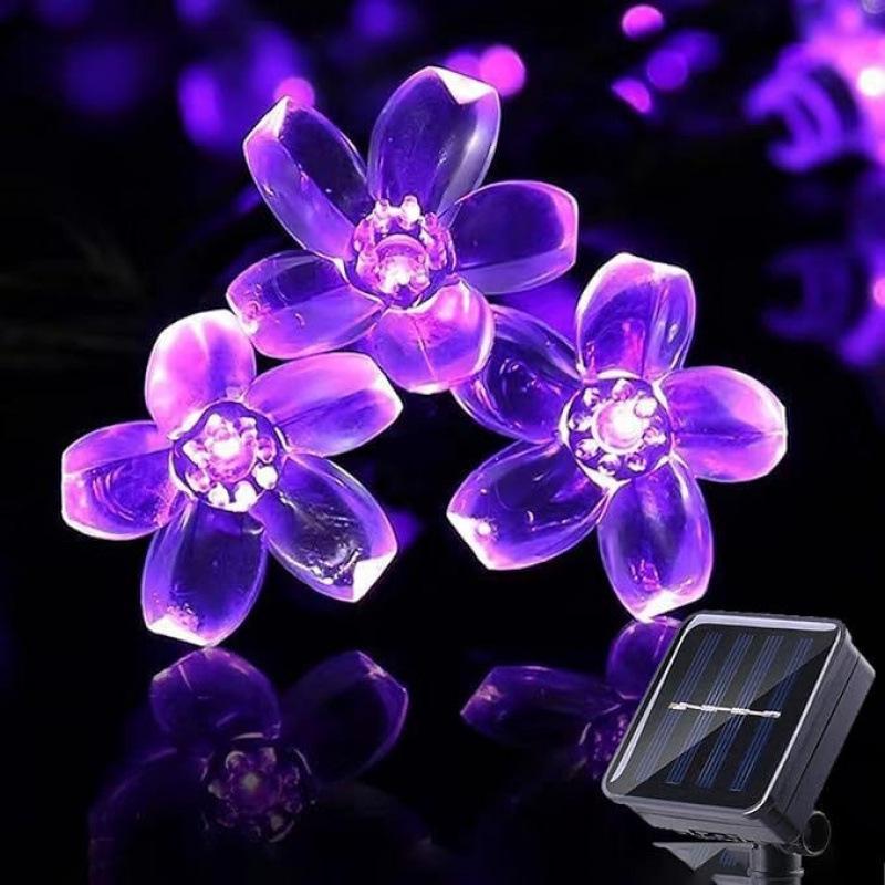 Solar LED Cherry Blossom String Lights for Outdoor Christmas Décor