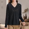 Women's V-neck Plus Size Sweater  Loose Hollow Out  Solid Color Loose Knit Pullover Sweater  Autumn Spring Summer
