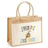 Beach Bag - PLANETEE - Jute with Pocket Painting I Can't - Cotton - Multicolored - 43x33 Cm