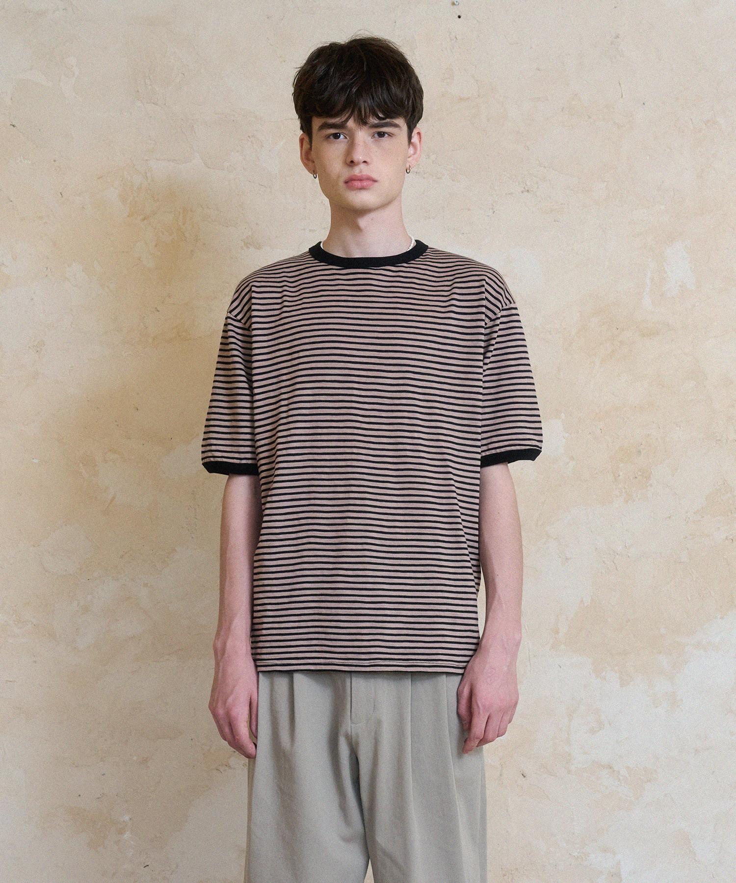 Known Stripe Ringer T-Shirts (Taupe) Taupe/2