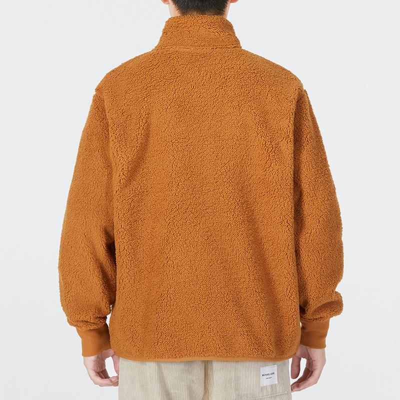 Puma Classics Sherpa Jacket Solid Color Fleece Logo Sports Casual Stand Collar Lamb Fleece Jacket Men Jacket Beige 537699-74