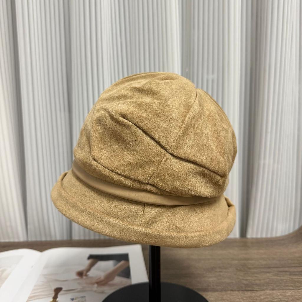 Autumn and winter new crimped fisherman's hat children pleated wide brim retro versatile casual pile shows the face small thermal basin hat