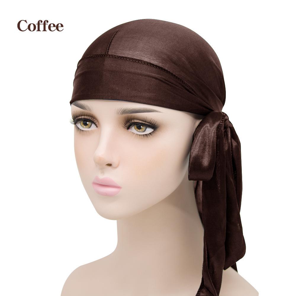 Unisex Adult Long Tail Satin Doo Rag Durag Bandanas Cap Pirate Hat Turban Men Hip Hop Headband Biker Headwrap Women Headwear