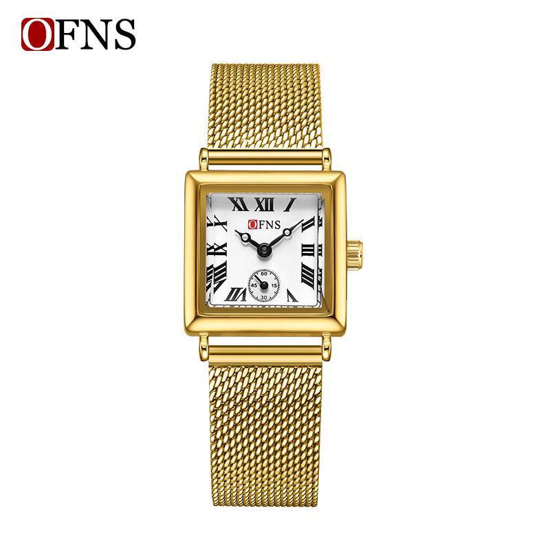 OFNS Women's Classic Luxury Retro Square Quartz Watch with Roman Numerals