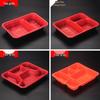 Four-Grid Disposable Plastic Bento Lunch Box with Lid, Multi-Compartment Food Packaging Container.