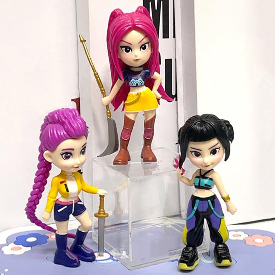 6Pcs PVC Kpop Hunter Figure Animated Movie Character Figurine Statue Cartoon Girl Collectible Model Home Office Desktop Decoration Ornament