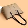 Simple Modern Tote Beige Color-Blocked Lychee Pattern Tote Bag Minimalist Design Comfortable for Daily Essentials