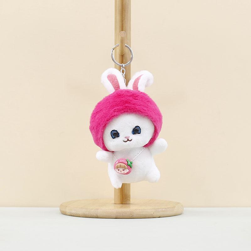 Keychain Bunny Pendant Plush Toy Stuffed Rabbit Doll Cap Bag Gift Accessories