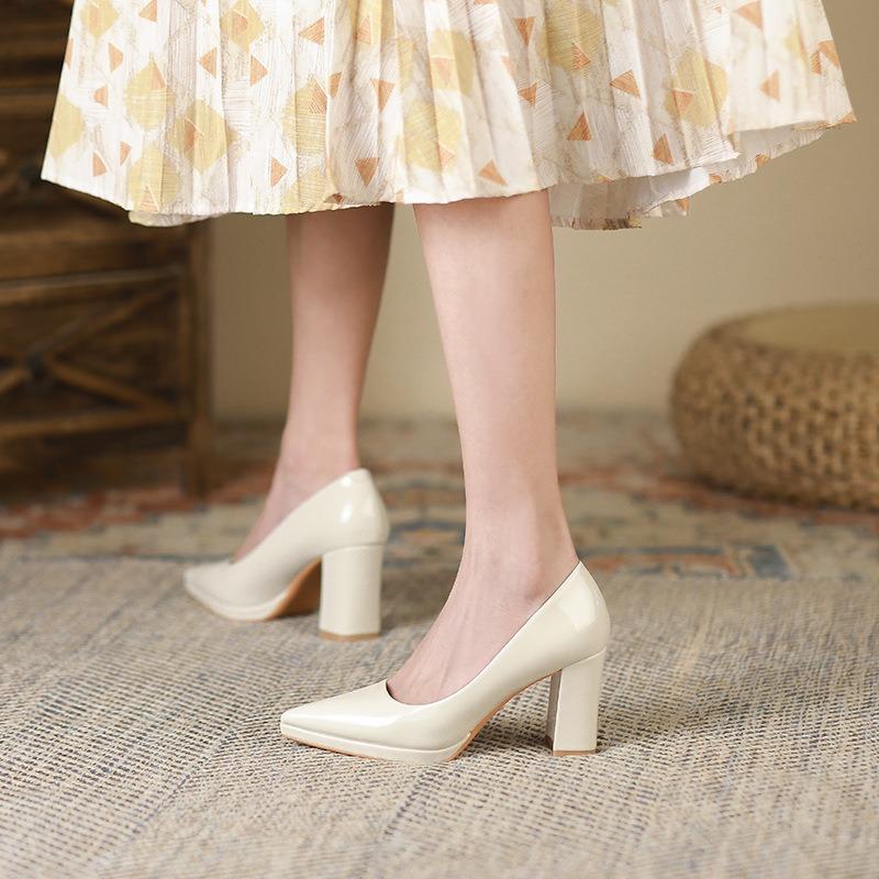 9-Pointed Thick Heel High Heels Women's Autumn New Waterproof Table Single Shoes Women's Professional Work Women's Shoes