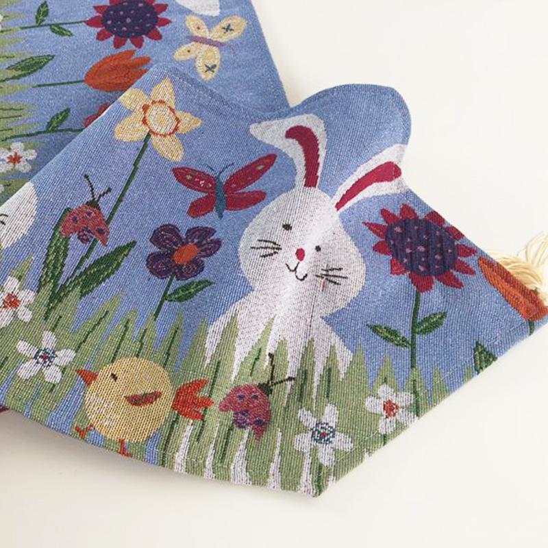 Cotton and Linen Fabric Table Mat, Home Tableware, Kitchen Table Mat, Home Easter Tablecloth, Jacquard Fabric Table Mat