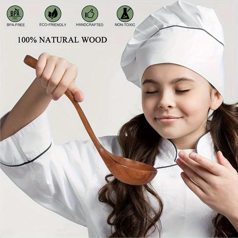 8pcs Natural Teak Wooden Spoons for Cooking Set of Kitchen Utensils for Durable Cooking Perfect for Back To School Supplies