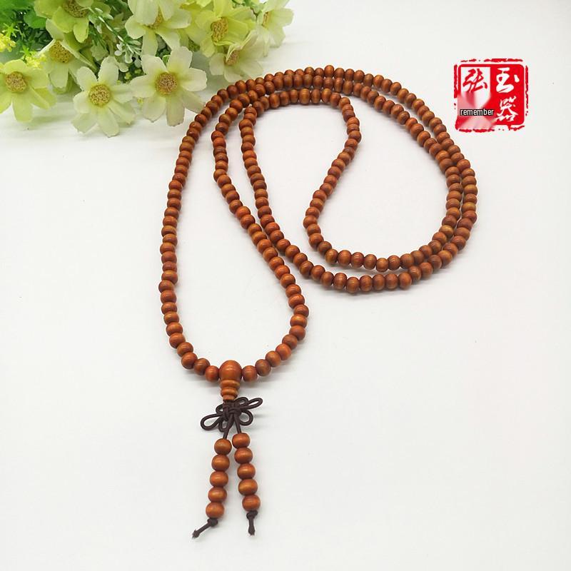 Wooden Multi-Layer Buddhist Prayer Bracelet with 108 Round Beads (6mm & 4mm)