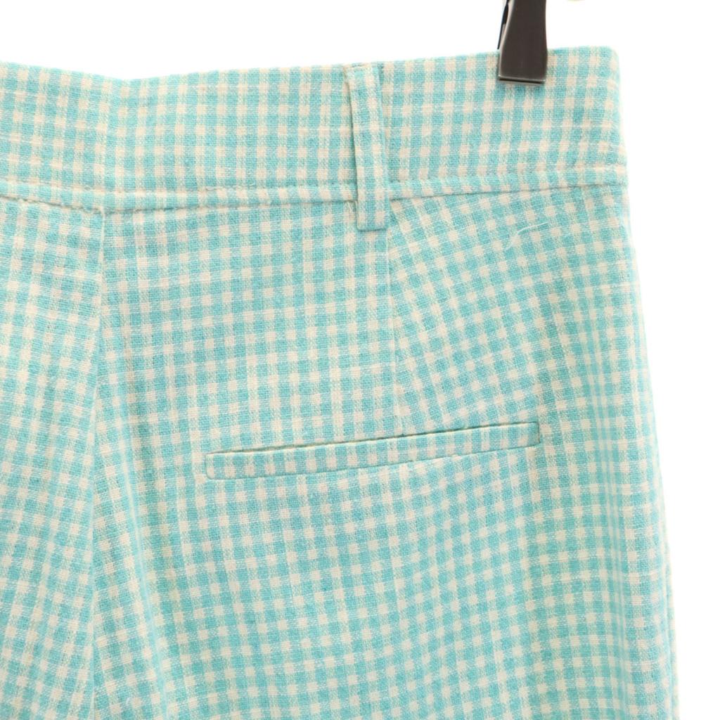 Unused ZARA Gingham Check Pattern Flare Pants M Mint Green Women Used