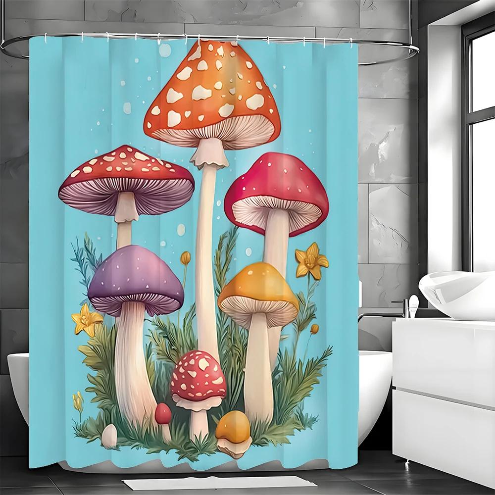

Colorful Mushroom Shower Curtain, Bathroom Decorative Shower Curtain, Waterproof Shower Curtain With Hooks W60H190(CM)-1 Pcs