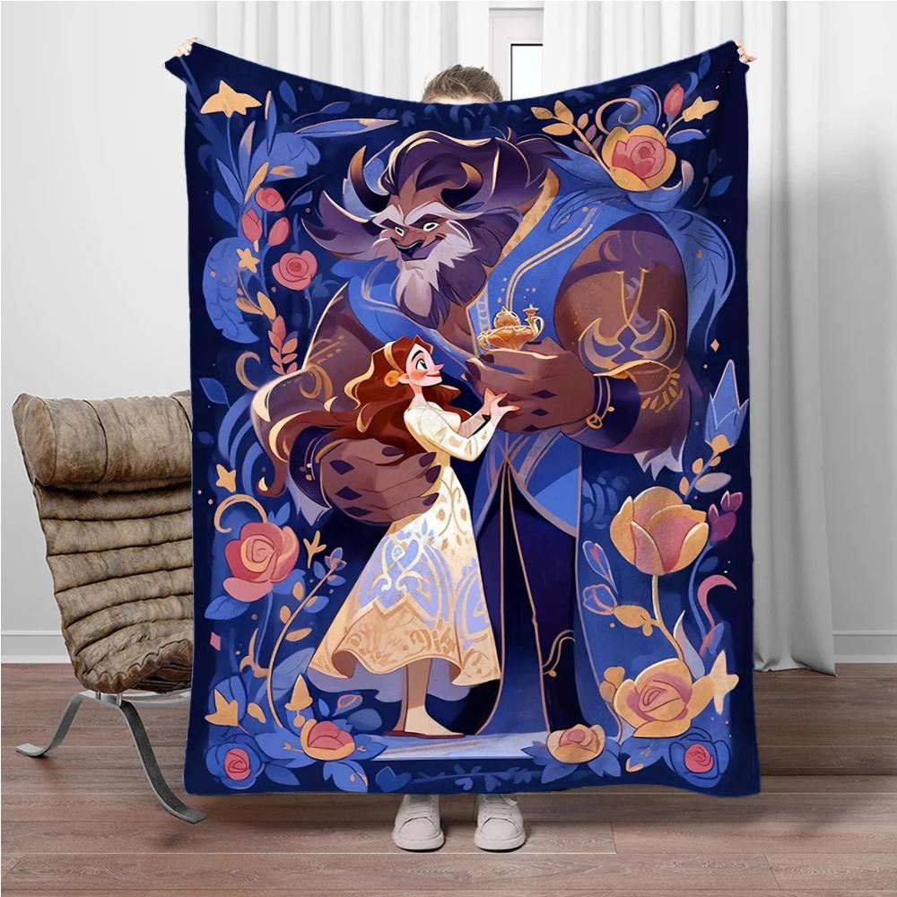 Beauty and The Beast Snow White Flannel Blanket Soft Warm Throw Blanket Blanket For Sofa Office Bed Office Camping Travelling