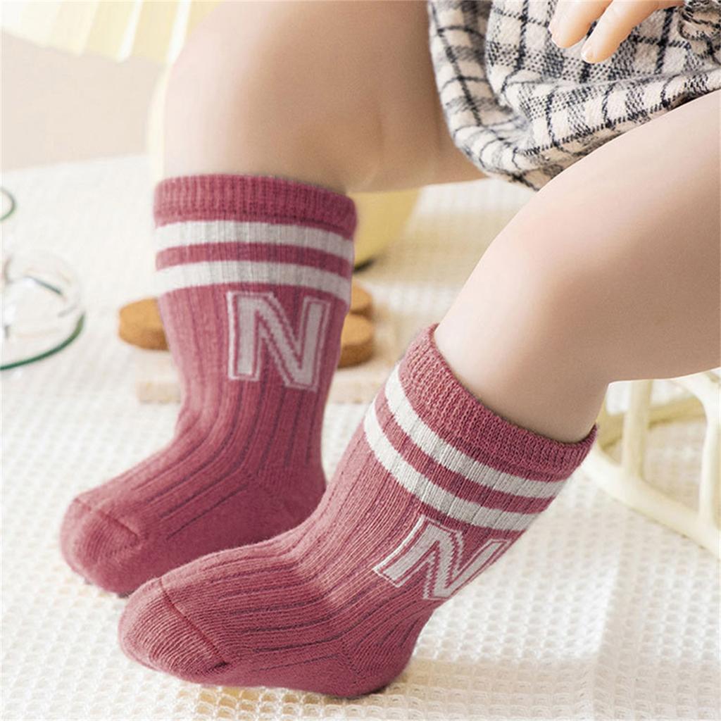 0-5 Yrs Kids Toddler Ankle Socks Soft Cotton Breathable Letter Print Crew Socks Elastic Sports Socks for Baby Clothing Accessory