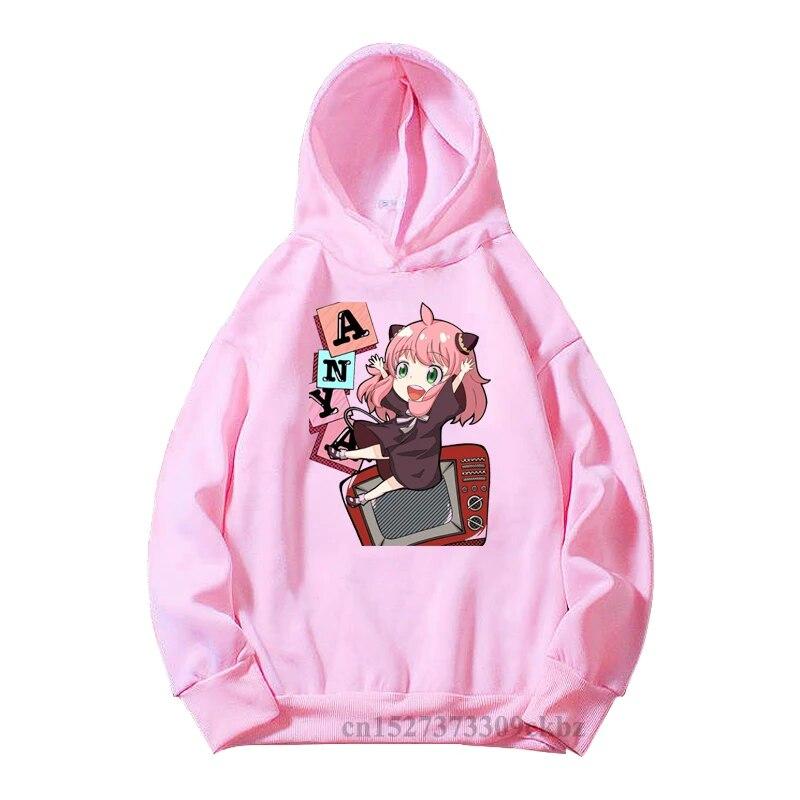 

Розовые толстовки с принтом аниме для девочек Spy X Family, детский свитшот с узором Kawaii Anya, детская удобная универсальная одежда, топы