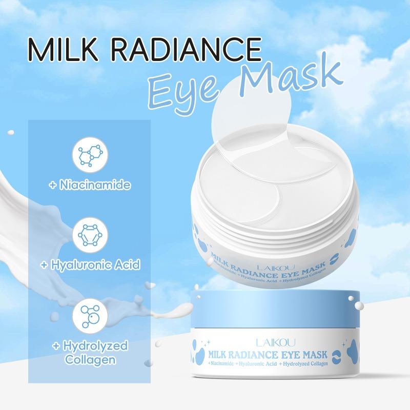 LAIKOU Milk Radiance Eye Mask 70g (50 Pairs) - Firming Under Eye Patches with Collagen & Niacinamide for Puffy Eyes, Dark Circles