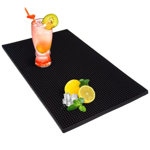 EXCO Coasters, High-Quality Silicone and Ceramic Coasters, Heat-Resistant, Non-Slip, Tea Trays, Multiple Styles to Choose from (Black Rectangle)