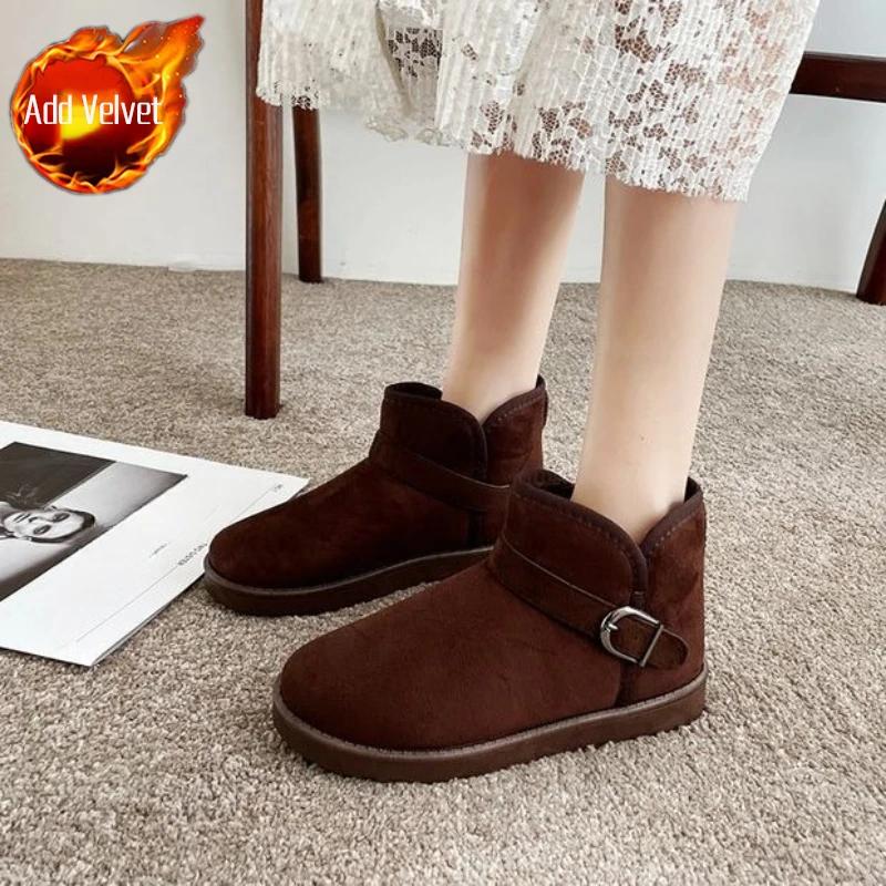 

Fashion Solid Color Woman Shoes Warm Work Platform Fleece-Lined On Promotion Lamb Plush Trend 2025 Padded New Rock Snow Boots for Women 40
