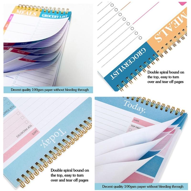 Twin Wire Binding Daily Planner Notebook 100 Pages Wide Lined Notepads Weekly Meal Planner For Daily Planning 142x220mm