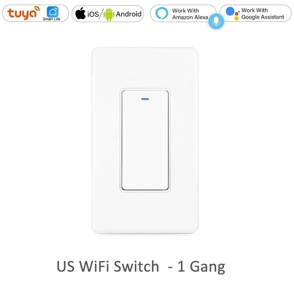 

Tuya Alexa WiFi Smart Remote Control Smart Life Wall Mount UP Down 1 2 3 4 Gang Push Button Light Switch 110V 230V US AU BR Single Way